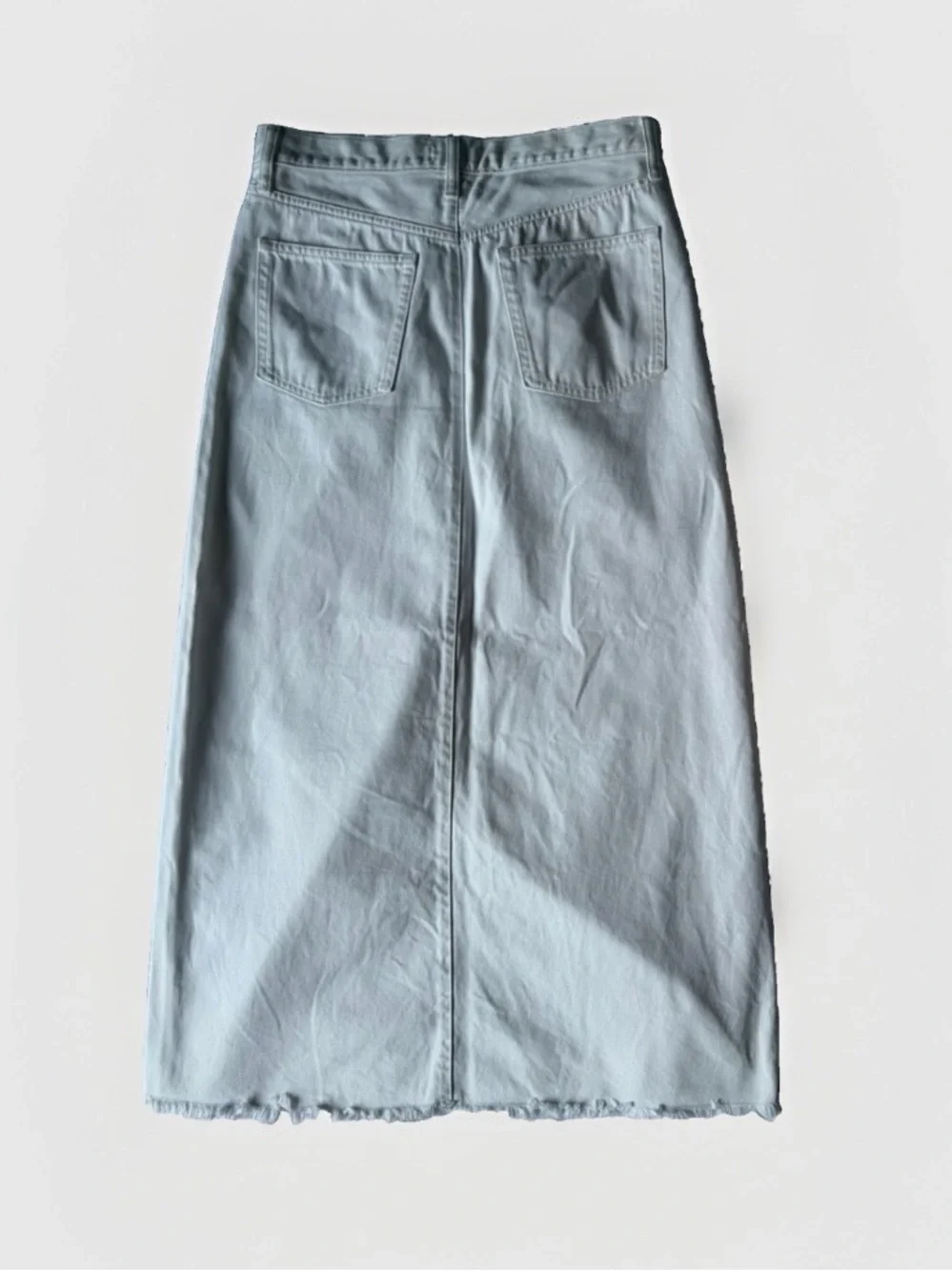 J.Crew White Denim Maxi Jean Skirt High Rise Raw Hem Front Slit BY453 Coastal 29